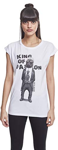 Petsrock King of Fashion - Camiseta para Mujer con Estampado de Perro, Mujer, Camiseta, MC173, Blanco, Medium