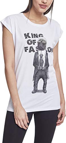 Petsrock King of Fashion - Camiseta para Mujer con Estampado de Perro, Mujer, Camiseta, MC173, Blanco, Medium