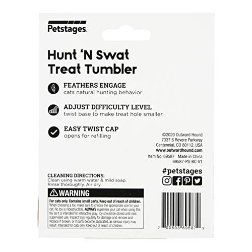 Petstages-Hunt 'N Swat-Juguete rodante para Gatos-con dispensador de premios, Color Rosa, Un tamaño (Outward Hound 69587M)