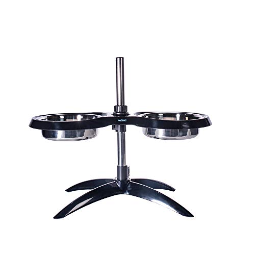 PetTec Cuencos de Altura Regulable para Perros medianos y Grandes de Acero Inoxidable | 2 x 2,5 l | Antideslizante y Estable | Ajustable de 20,5 cm hasta 54 cm | Doggy Bar - Negro PetTec Cuencos de Altura Regulable para Perros medianos y Grandes de Acero Inoxidable | 2 x 2,5 l | Antideslizante y Estable | Ajustable de 20,5 cm hasta 54 cm | Doggy Bar - Negro