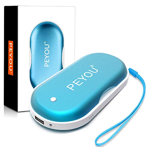 PEYOU Calentador de Manos USB, [Iluminación Led] Calienta Manos Recargable, 5200mAh Banco de Energía Portátil, Calentador de Bolsillo para Mujeres - Regalo para Familia, Amigos