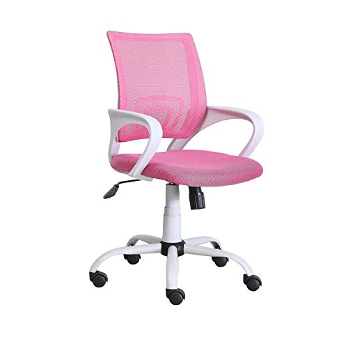 Phase, Silla de Oficina, Silla de Escritorio o Despacho, Acabado en Rosa y Blanco, Medidas: 60 cm (Ancho) x 60 cm (Fondo) x 90-102 cm (Alto)