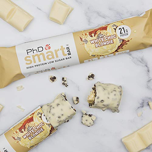 PhD Smart Bar Barritas Proteína Bizcocho de Chocolate blanco (12 x 64g), 31% Proteína