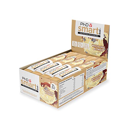 PhD Smart Bar Barritas Proteína Bizcocho de Chocolate blanco (12 x 64g), 31% Proteína