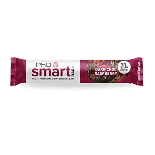 PhD Smart Bar Barritas Proteína Frambuesa con chocolate negro (12 x 64g), 31% Proteína