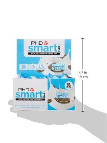 PhD Smart Bar Barritas Proteína Galletas y nata (12 x 64g), 31% Proteína