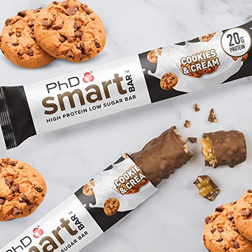 PhD Smart Bar Barritas Proteína Galletas y nata (12 x 64g), 31% Proteína