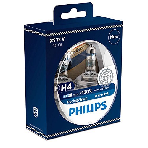 Philips MT-PH 12342RVS2 RacingVision Bombilla para Faro de Coche, H4, 2 Piezas Philips MT-PH 12342RVS2 RacingVision Bombilla para Faro de Coche, H4, 2 Piezas
