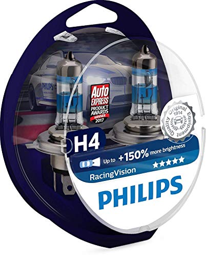 Philips MT-PH 12342RVS2 RacingVision Bombilla para Faro de Coche, H4, 2 Piezas Philips MT-PH 12342RVS2 RacingVision Bombilla para Faro de Coche, H4, 2 Piezas