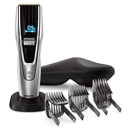 Philips Serie 9000 HC9490/15 - Cortapelos, ajuste fino cada 0.1 mm para el estilo deseado, 9 memorias, soporte de carga y funda, 180 minutos de uso Philips Serie 9000 HC9490/15 - Cortapelos, ajuste fino cada 0.1 mm para el estilo deseado, 9 memorias, soporte de carga y funda, 180 minutos de uso