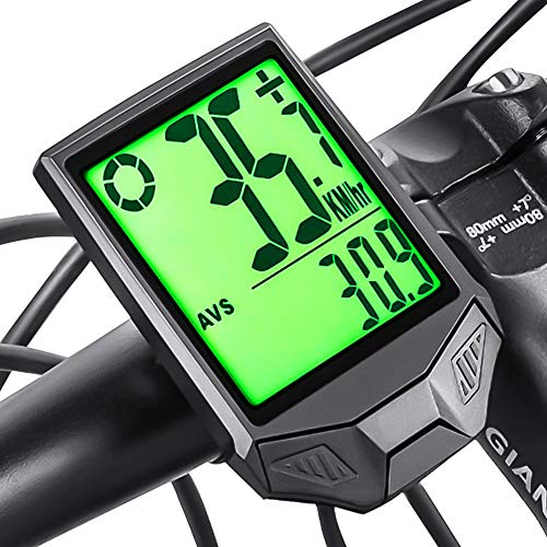 Phiraggit Cuentakilómetros para bicicleta, velocímetro de bicicleta inalámbrico multifunción a prueba de agua con gran retroiluminación LCD, para ciclismo de carretera al aire libre y fitness Phiraggit Cuentakilómetros para bicicleta, velocímetro de bicicleta inalámbrico multifunción a prueba de agua con gran retroiluminación LCD, para ciclismo de carretera al aire libre y fitness