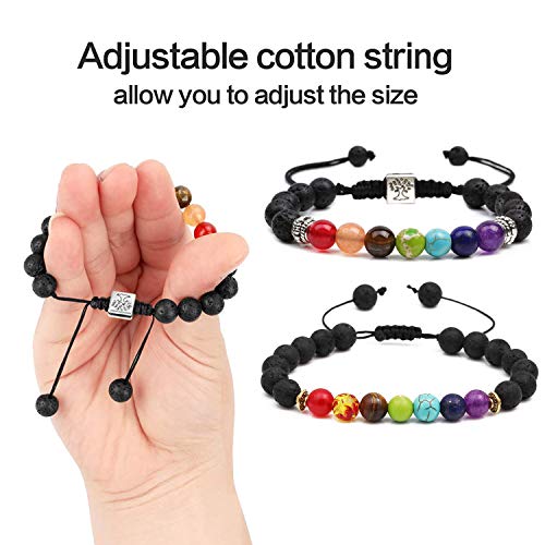 PHOGARY Pulsera de Cuentas de Lava, Pulsera Elástico Piedra Natural Cuentas de Yoga Pulsera Brazalet Chakra Piedra Natural | Sanación Reiki Yoga PHOGARY Pulsera de Cuentas de Lava, Pulsera Elástico Piedra Natural Cuentas de Yoga Pulsera Brazalet Chakra Piedra Natural | Sanación Reiki Yoga