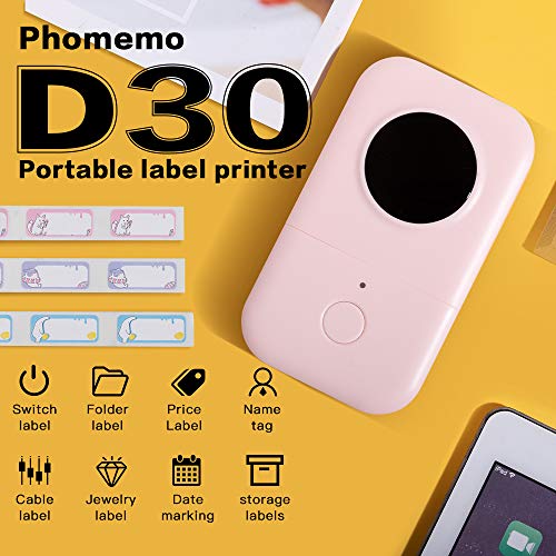 Phomemo D30 Impresora de etiquetas, impresora de etiquetas bluetooth portátil, máquina de etiquetas térmicas autoadhesivas, adecuada para el hogar, oficina, precio, fecha, nombre. Rosa
