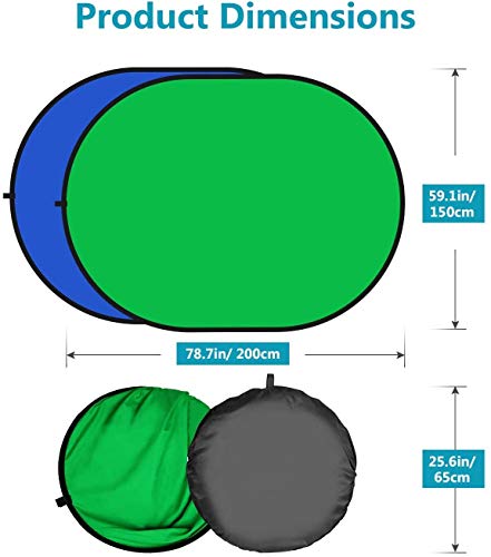 PHOTO MASTER Chromakey - Fondo plegable reversible de color verde cromado y azul (150 x 200 cm)