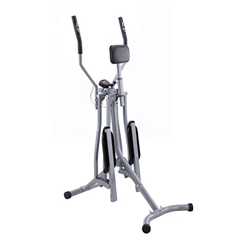 Physionics Bicicleta Elíptica - con Pantalla LCD, Pulsómetro y Soporte Abdominal, de Acero - Cross-Trainer, Máquina de Correr, Air Walker, Caminador, Stepper