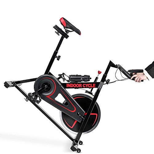 Physionics Bicicleta Estática de Spinning - con Resistencia Regulable, con Asiento y Manillar Ajustables, Monitor Digital con Pulsómetro - Ciclo Indoor, Bicicleta de Fitness