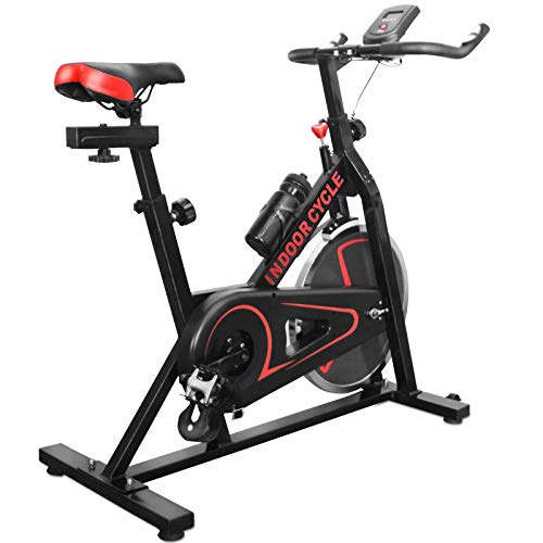 Physionics Bicicleta Estática de Spinning - con Resistencia Regulable, con Asiento y Manillar Ajustables, Monitor Digital con Pulsómetro - Ciclo Indoor, Bicicleta de Fitness