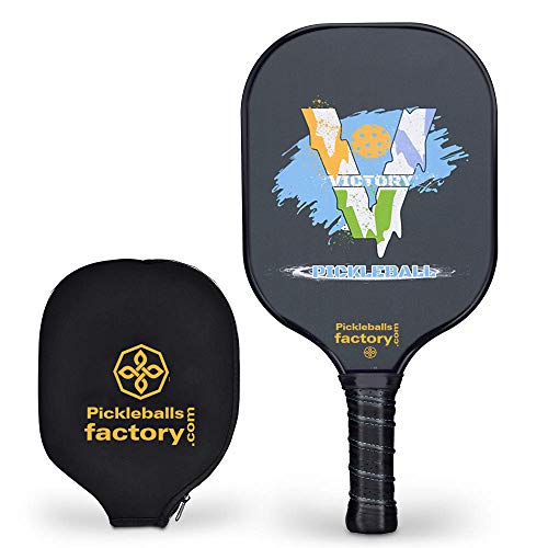 Pickleball Paddles, Pickleball Paddle, Paddle Ball, Victory Black Pickleball Paddle Cover in Comfort Court Grip Outdoor/Indoor Ball Game for Intermediate Players/Men/Power/Hard Hitters