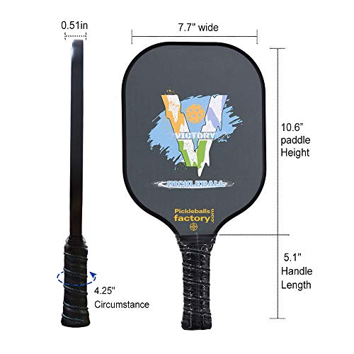 Pickleball Paddles, Pickleball Paddle, Paddle Ball, Victory Black Pickleball Paddle Cover in Comfort Court Grip Outdoor/Indoor Ball Game for Intermediate Players/Men/Power/Hard Hitters