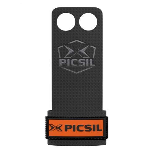 PICSIL Calleras RX Carbon para Cross Training 2 Agujeros Agarre y Protector de Mano o Guantes para Gimnasia Unisex para Hombres y Mujeres en Deportes Calistenia Halterofilia (Talla S, Naranja)