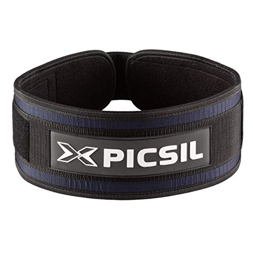 PicSil - Cinturón Lumbar para Culturismo Musculación & Halterofilia Levantamiento de Peso en Cross Training Fitness Powerlifting Gym Hombres y Mujeres (Color Navy Blue, Talla S)
