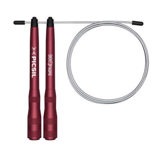 PICSIL Comba Bee Rope Fabricada en Aluminio Resistente Cuerda de Saltar Ligera 0,21g de Peso con Cable Ajustable para Alta Velocidad Profesionales Hombres y Mujeres del Fitness y Cross Training (Rojo)