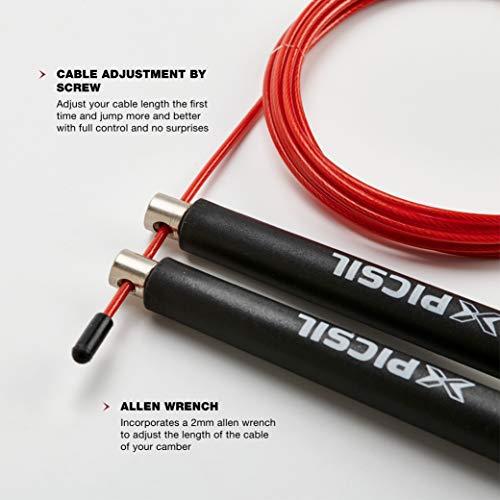 PicSil Comba Crossfit ABS Cuerda de Saltar Ligera 28grs de Plástico ABS PVC Pintura Resistente Cable Ajustable 25mm para Alta Velocidad PicSil Comba Crossfit ABS Cuerda de Saltar Ligera 28grs de Plástico ABS PVC Pintura Resistente Cable Ajustable 25mm para Alta Velocidad