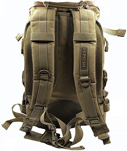 PicSil Mochila Militar de Asalto Impermeable 40L de Capacidad Mochila Táctica Militar Nylon 600D Múltiples Bolsillos para Senderismo Montañismo Caza Trekking Profesionales Hombres y Mujeres (Tan)