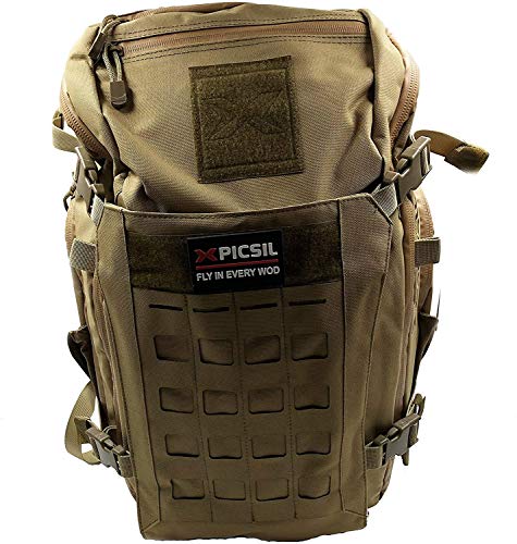 PicSil Mochila Militar de Asalto Impermeable 40L de Capacidad Mochila Táctica Militar Nylon 600D Múltiples Bolsillos para Senderismo Montañismo Caza Trekking Profesionales Hombres y Mujeres (Tan) PicSil Mochila Militar de Asalto Impermeable 40L de Capacidad Mochila Táctica Militar Nylon 600D Múltiples Bolsillos para Senderismo Montañismo Caza Trekking Profesionales Hombres y Mujeres (Tan)