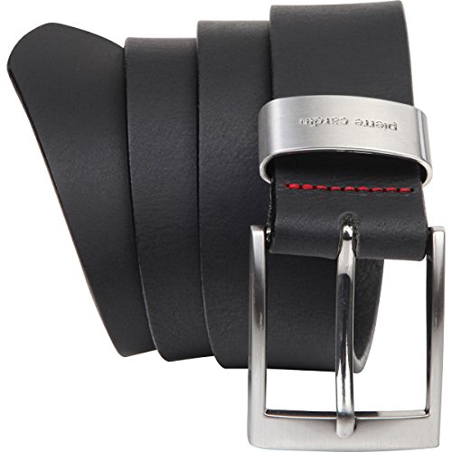 Pierre Cardin - Cinturón de hombre de auténtica piel de búfalo de 4 mm, para pantalón vaquero, talla XXL, negro/marrón negro 110