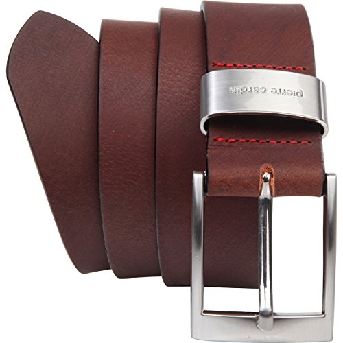 Pierre Cardin - Cinturón de hombre de auténtica piel de búfalo de 4 mm, para pantalón vaquero, talla XXL, negro/marrón negro 110