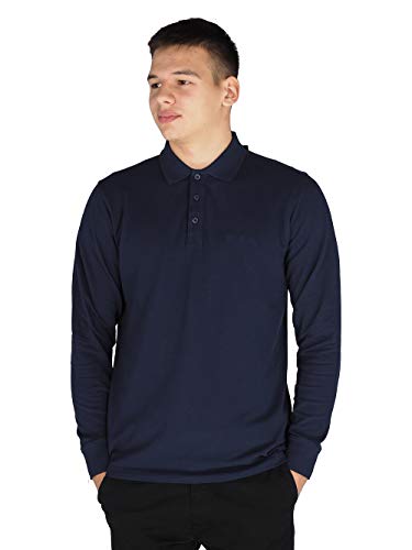 Pierre Cardin Hombre Polo Premium de Manga Larga Ajuste Clásico (5XL, Navy)