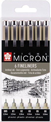 Pigma Micron XSDK-6 - Rotulador de punta fina negro (trazo extra fino) Pigma Micron XSDK-6 - Rotulador de punta fina negro (trazo extra fino)