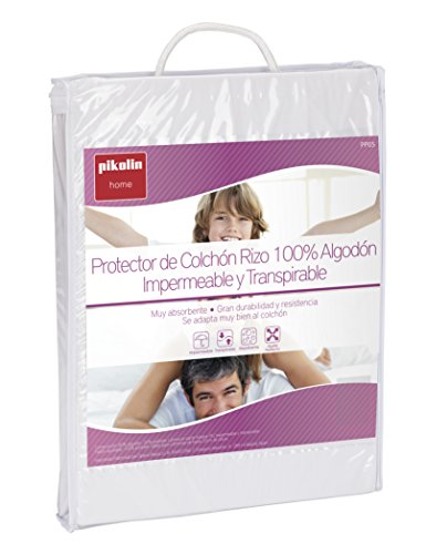 Pikolin Home - Protector de colchón en rizo algodón, impermeable y transpirable, 180x200cm-Cama 180 (Todas las medidas)