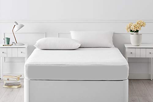 Pikolin Home - Protector de colchón en rizo algodón, impermeable y transpirable, 90x190/200cm-Cama 90 (Todas las medidas)