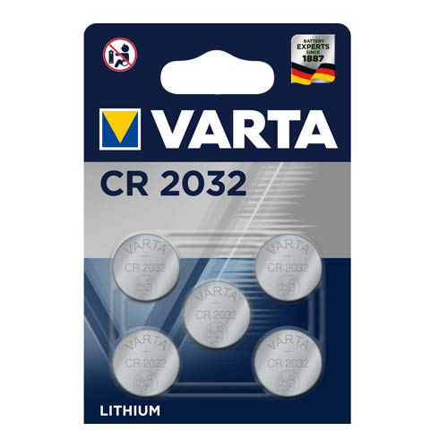 Pila de botón de litio de 3 V VARTA Electronics CR2032, pilas de botón en un blíster original de 5 unidades