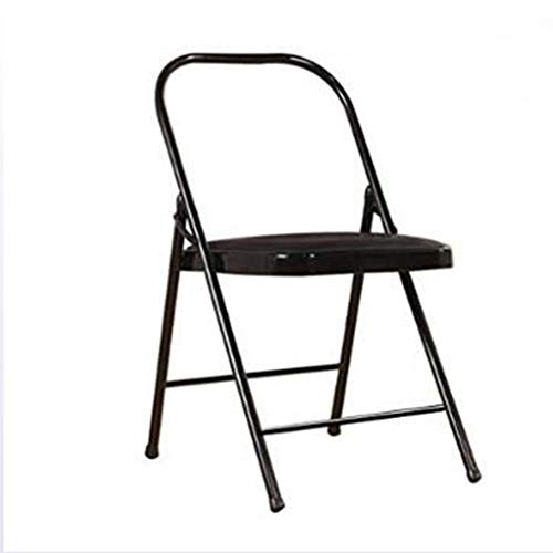 Pilates Silla de Yoga Iyengar, Tirantes, Silla Plegable de Yoga, Cuero de PU, Engrosamiento, Vigas Delanteras y traseras, Negro,Black,78 * 48 * 45cm