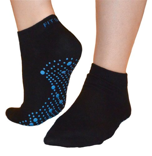 Pilates, Yoga, Artes Marciales, Fitness, Danza. Antideslizante/Antideslizante, Falls Prevención Calcetines Grip, Medias (Negro/Azul) Grip Socks