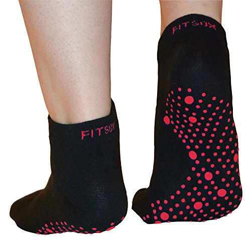 Pilates, Yoga, Barre, Ballet, Baile, Aptitud, Artes Marciales, Gimnasio, Rutina De Ejercicio, Antideslizante, Apretón, Patinar, Prevención De Caída, Hospital, Calcetines. Fit Products (Negro/Rojo)