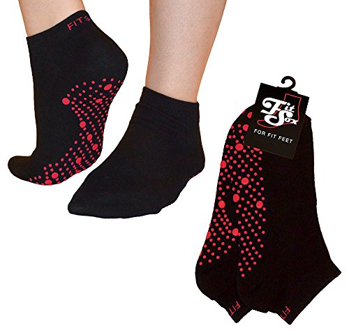 Pilates, Yoga, Barre, Ballet, Baile, Aptitud, Artes Marciales, Gimnasio, Rutina De Ejercicio, Antideslizante, Apretón, Patinar, Prevención De Caída, Hospital, Calcetines. Fit Products (Negro/Rojo)