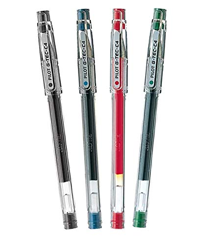 Pilot C4 Gtec - Bolígrafo de punta redonda (0,4 mm, 4 unidades), color negro, azul, rojo y verde Pilot C4 Gtec - Bolígrafo de punta redonda (0,4 mm, 4 unidades), color negro, azul, rojo y verde