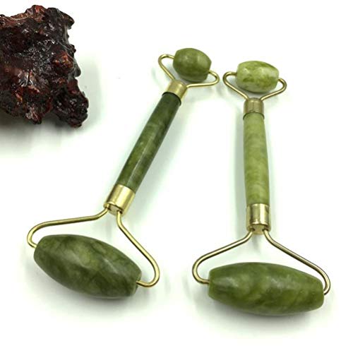 PiniceCore Doble Rodillo Cabeza Verde Jade elíptica Cara del Massager del Ojo Cuello Facial Cara Delgada Que Adelgaza Cuidado médico filetea el Top de la Belleza de Venta