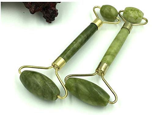 PiniceCore Doble Rodillo Cabeza Verde Jade elíptica Cara del Massager del Ojo Cuello Facial Cara Delgada Que Adelgaza Cuidado médico filetea el Top de la Belleza de Venta