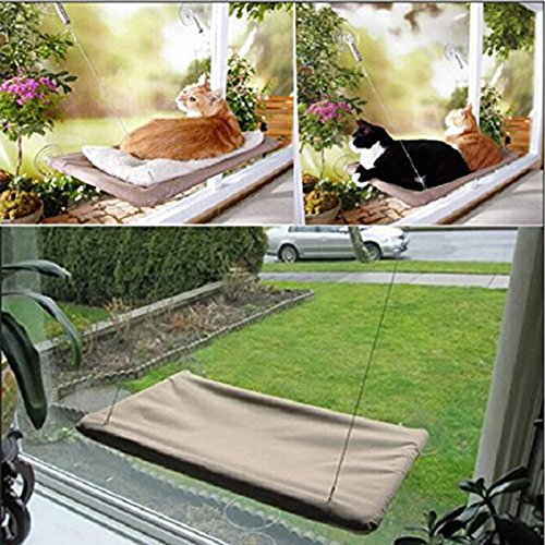 Pinji Hamaca para Gato Perca Seguro con Ventosas Durable Cama Colgante para Gatos para Ventana Suave