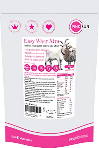 PINK SUN Proteína de Suero de Cabra y Oveja 420g sin Hormonas Neutro sin Sabor sin Gluten sin Soja Easy Whey Xtra Goat and Sheep Whey Protein Concentrate Powder Unflavoured PINK SUN Proteína de Suero de Cabra y Oveja 420g sin Hormonas Neutro sin Sabor sin Gluten sin Soja Easy Whey Xtra Goat and Sheep Whey Protein Concentrate Powder Unflavoured