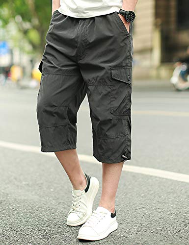 Pinkpum Cargo Shorts Hombres Pantalones Cortos de Algodón Leisure Casual Gris 01 M