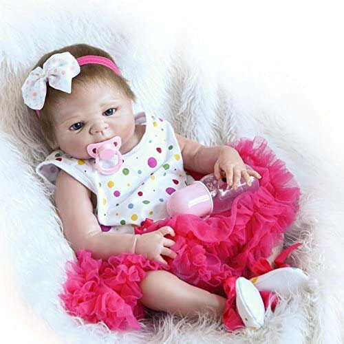 Pinky Reborn 18 Pulgadas 45 cm de Cuerpo Completo de Silicona Real Life Like Reborn Doll Vinilo Suave Realistic Newborn Baby Doll Imán Impermeable Chupete