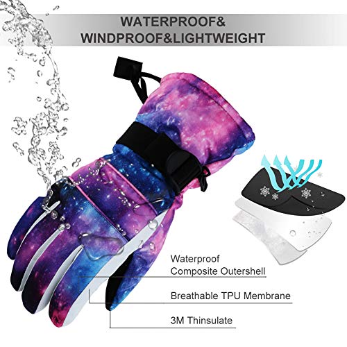 PINPOXE Guantes Esquí, Guantes de Invierno, Pantalla Táctil Guantes, Impermeable a Prueba de Agua Invierno para Ciclismo Escalada Senderismo Acampada Guantes esquí Mujeres Hombres, M