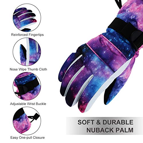 PINPOXE Guantes Esquí, Guantes de Invierno, Pantalla Táctil Guantes, Impermeable a Prueba de Agua Invierno para Ciclismo Escalada Senderismo Acampada Guantes esquí Mujeres Hombres, M