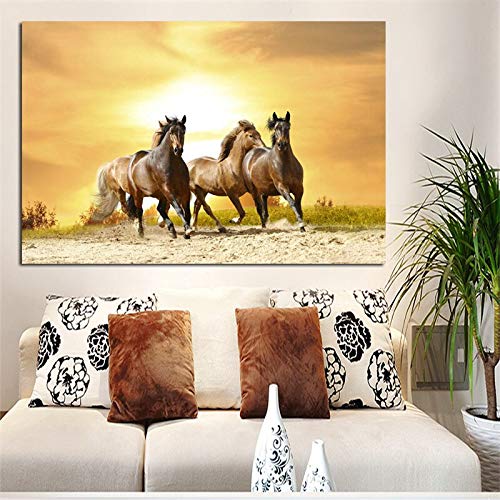 Pintura sin Marco Animales de Carreras de Caballos Europeos sobre Lienzo, Pintura de Paisaje Imagen de Arte de Pared decoración Moderna para el hogarZGQ4406 60X90cm